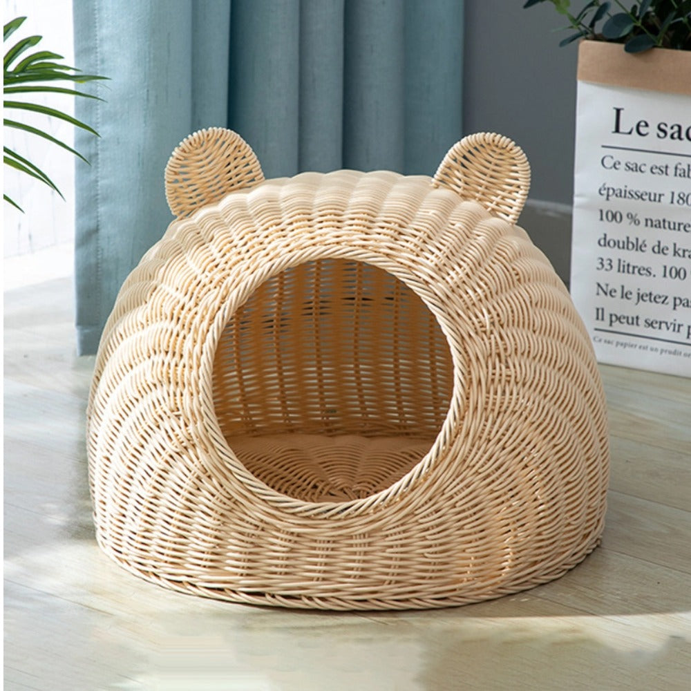 All-Season Rattan Cat Bed - سرير قطط من الخيزران لكل المواسم